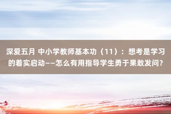 深爱五月 中小学教师基本功（11）：想考是学习的着实启动——怎么有用指导学生勇于果敢发问？