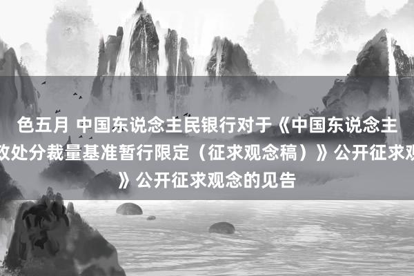 色五月 中国东说念主民银行对于《中国东说念主民银行行政处分裁量基准暂行限定（征求观念稿）》公开征求观念的见告