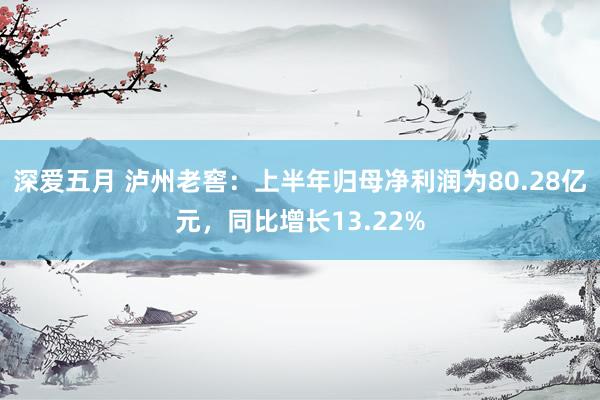 深爱五月 泸州老窖：上半年归母净利润为80.28亿元，同比增长13.22%