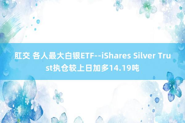 肛交 各人最大白银ETF--iShares Silver Trust执仓较上日加多14.19吨