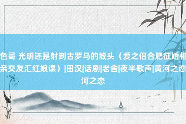 色哥 光明还是射到古罗马的城头（爱之侣合肥征婚相亲交友汇红娘课）|田汉|话剧|老舍|夜半歌声|黄河之恋