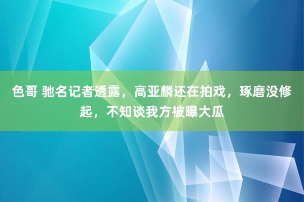 色哥 驰名记者透露，高亚麟还在拍戏，琢磨没修起，不知谈我方被曝大瓜